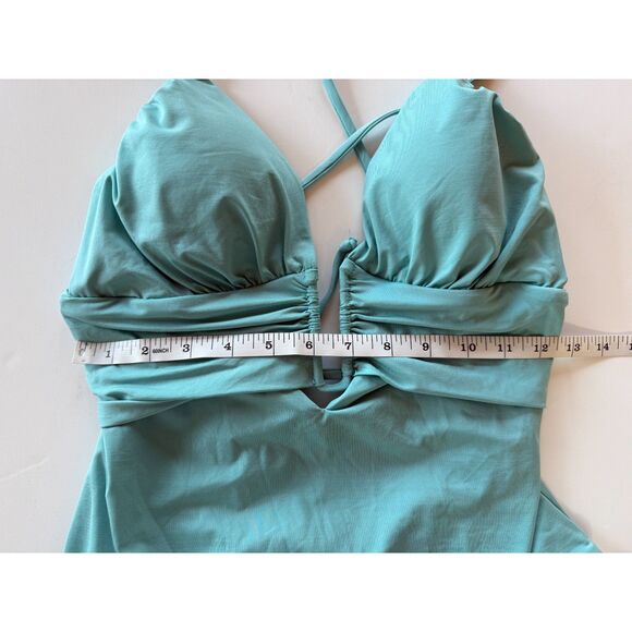 NWT BECCA by Rebecca Virtue Color Code Bristol Plunge One-Piece in Mineral Blue - Picture 14 of 14